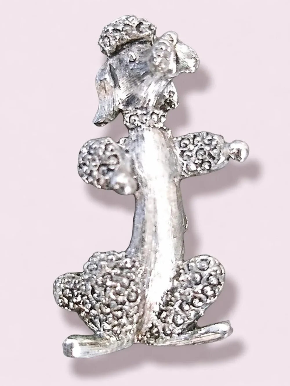 Vintage Signed Gerry's Silver Tone Poodle Dog Brooch Pin